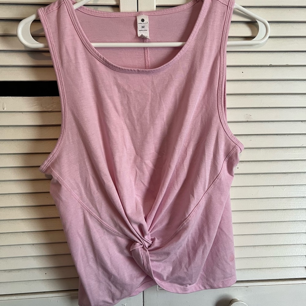 Yogalicious Tie front crop top-Pink-Medium Yoga Activewear Soft flowy casual